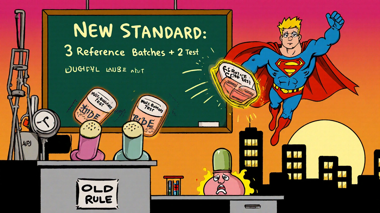 Superhero &#039;BBE Man&#039; throws multi-batch test shields at drug batches as an old rule crumbles behind him.