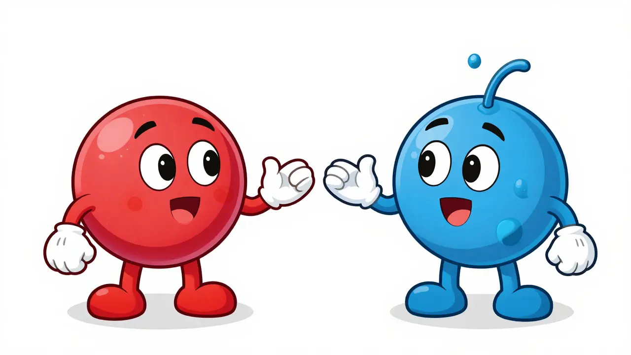 Comparison of histamine and bradykinin molecules in cartoon style